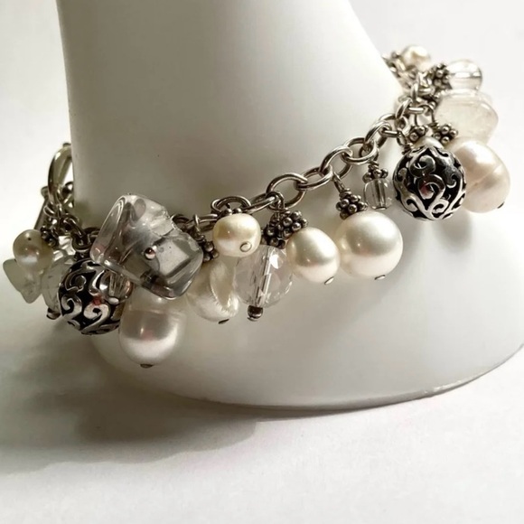 Silpada Rare Hostess Cha~Cha Beaded Sterling Silver, Pearl and Quartz Bracelet - Picture 7 of 15